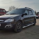 Защита порогов "Труба с проступью" 76мм для лада ларгус Защита порогов "Труба с проступью" 76мм для лада ларгус